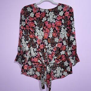 Cinq a Sept Silk Jenny Blouse Top Womens XS Dark Floral Whimsical Office Career